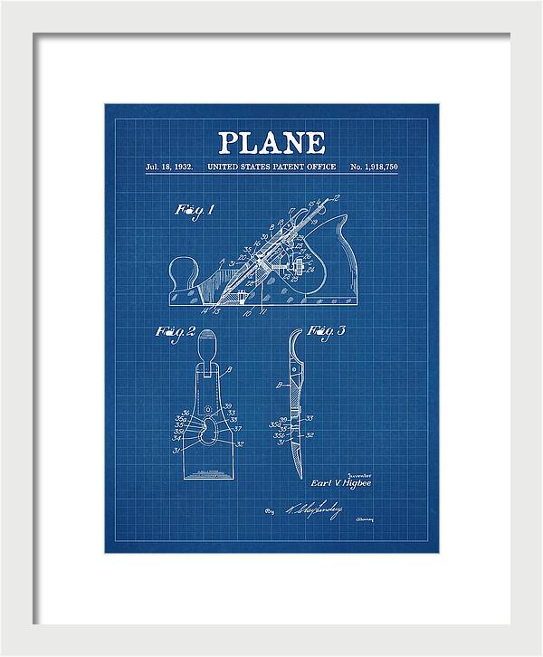 Hand Plane Blueprint Patent Us1918750a
