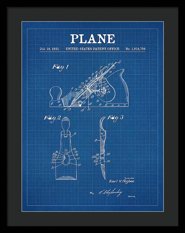 Hand Plane Blueprint Patent Us1918750a