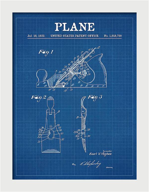 Hand Plane Blueprint Patent Us1918750a