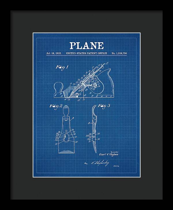 Hand Plane Blueprint Patent Us1918750a