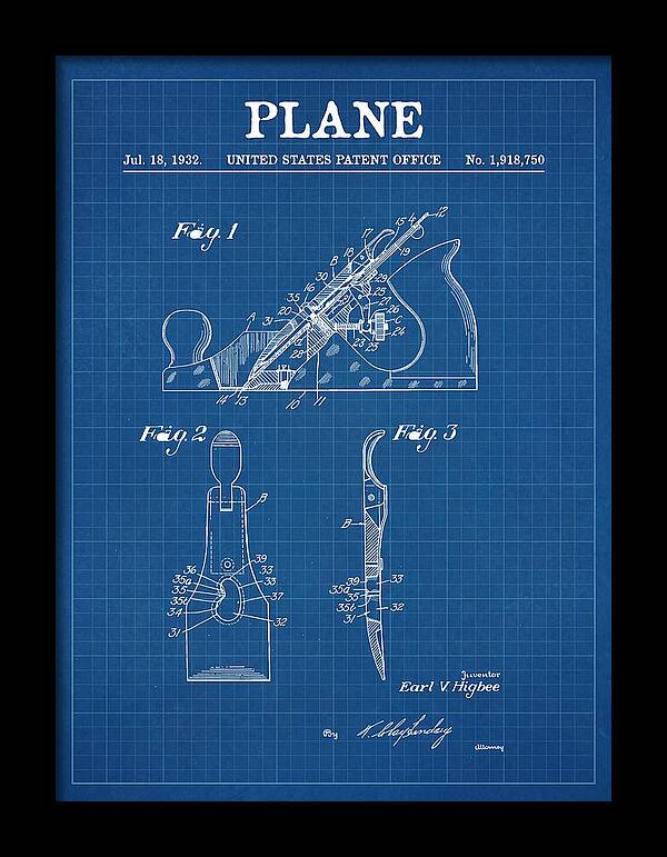 Hand Plane Blueprint Patent Us1918750a