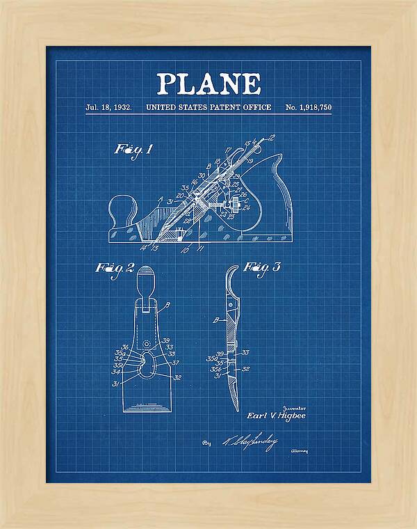 Hand Plane Blueprint Patent Us1918750a