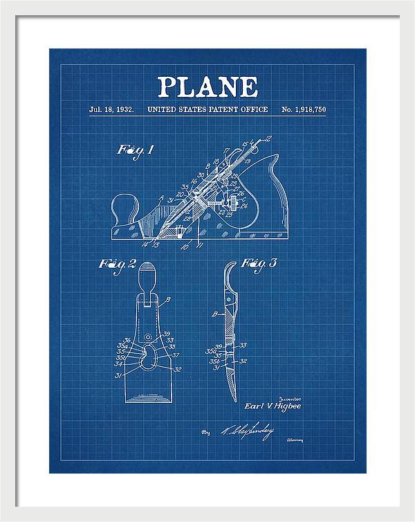 Hand Plane Blueprint Patent Us1918750a