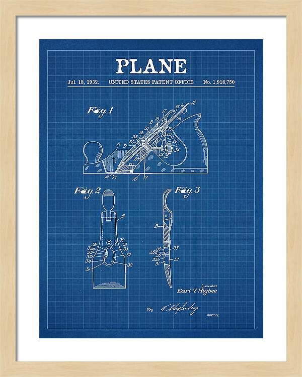 Hand Plane Blueprint Patent Us1918750a
