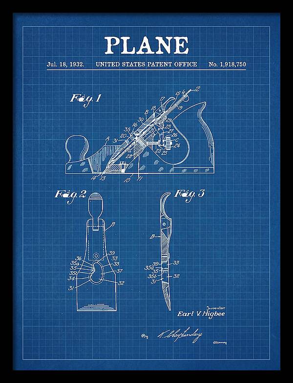 Hand Plane Blueprint Patent Us1918750a