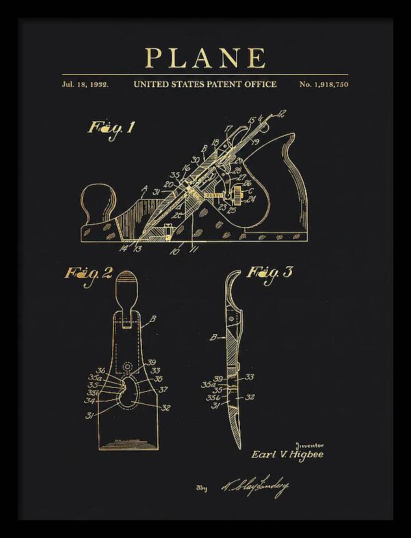 Hand Plane Gold Patent Us1918750a