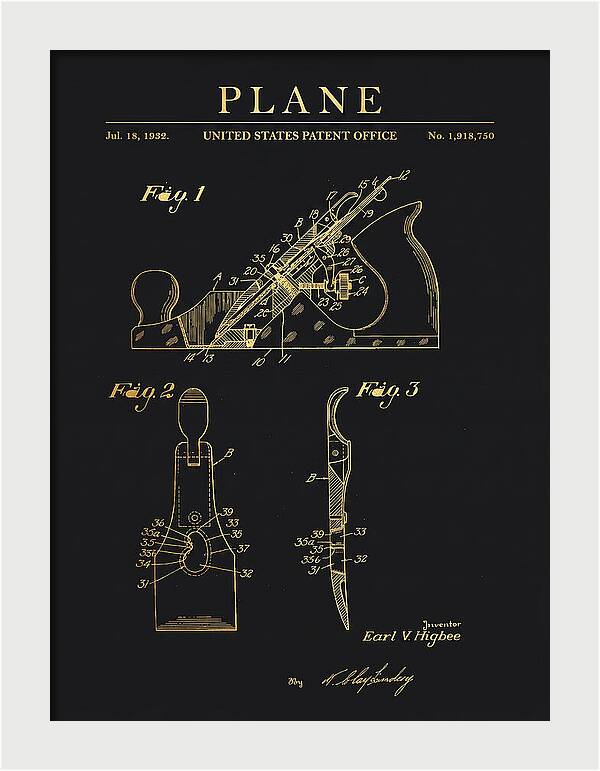 Hand Plane Gold Patent Us1918750a