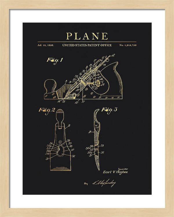 Hand Plane Gold Patent Us1918750a