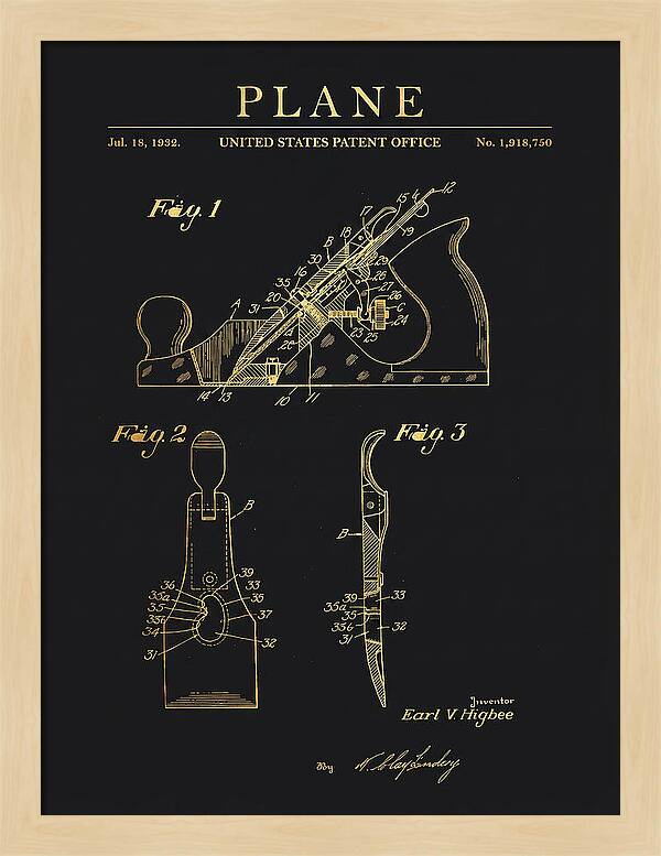 Hand Plane Gold Patent Us1918750a