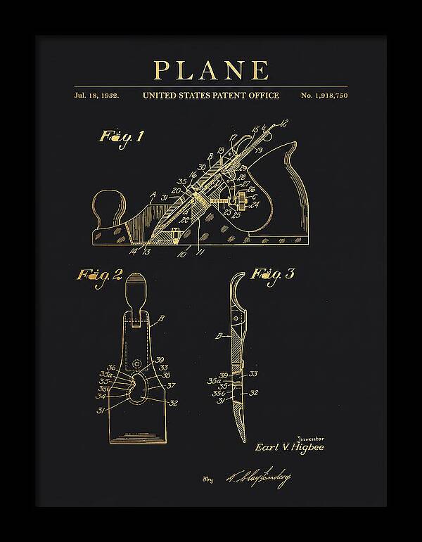 Hand Plane Gold Patent Us1918750a