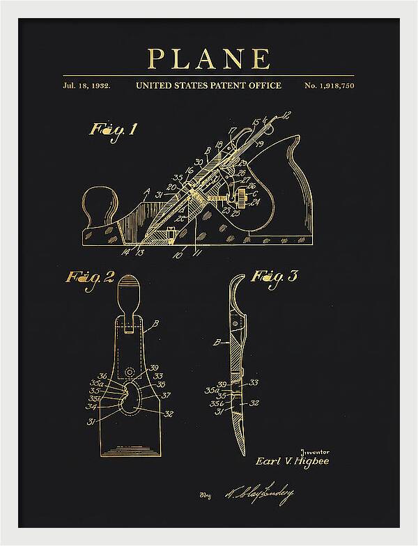 Hand Plane Gold Patent Us1918750a