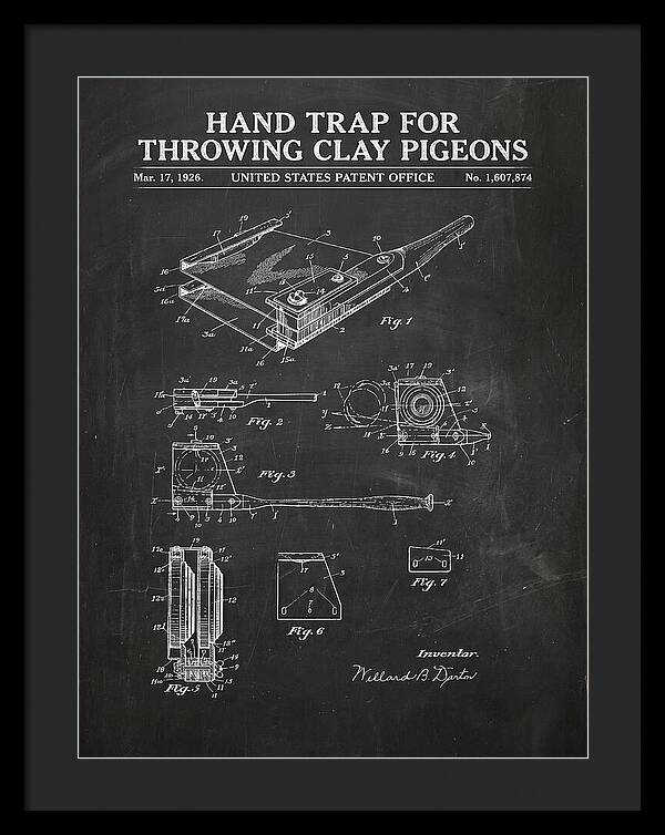 Hand Trap For Throwing Clay Pigeons Chalkboard Patent Us1607874a