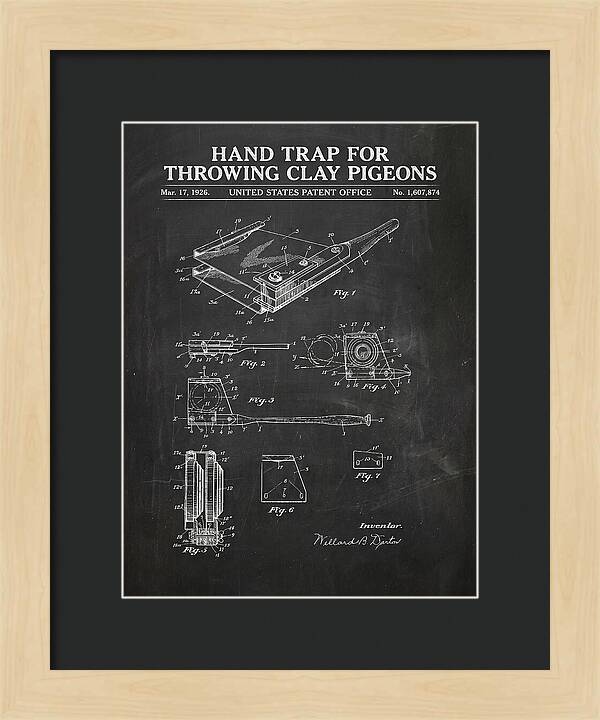 Hand Trap For Throwing Clay Pigeons Chalkboard Patent Us1607874a