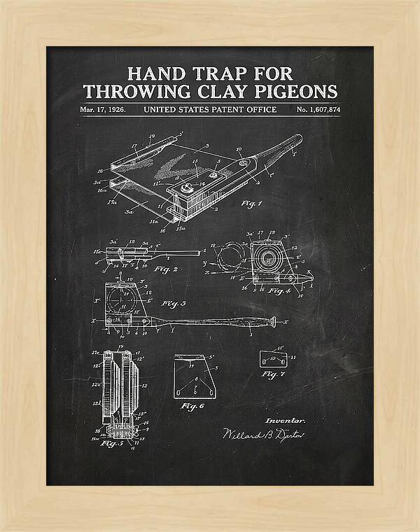 Hand Trap For Throwing Clay Pigeons Chalkboard Patent Us1607874a