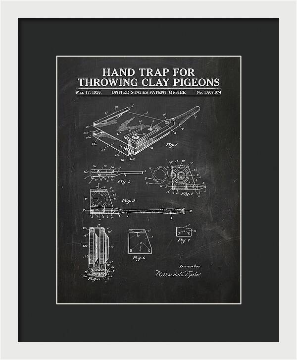 Hand Trap For Throwing Clay Pigeons Chalkboard Patent Us1607874a