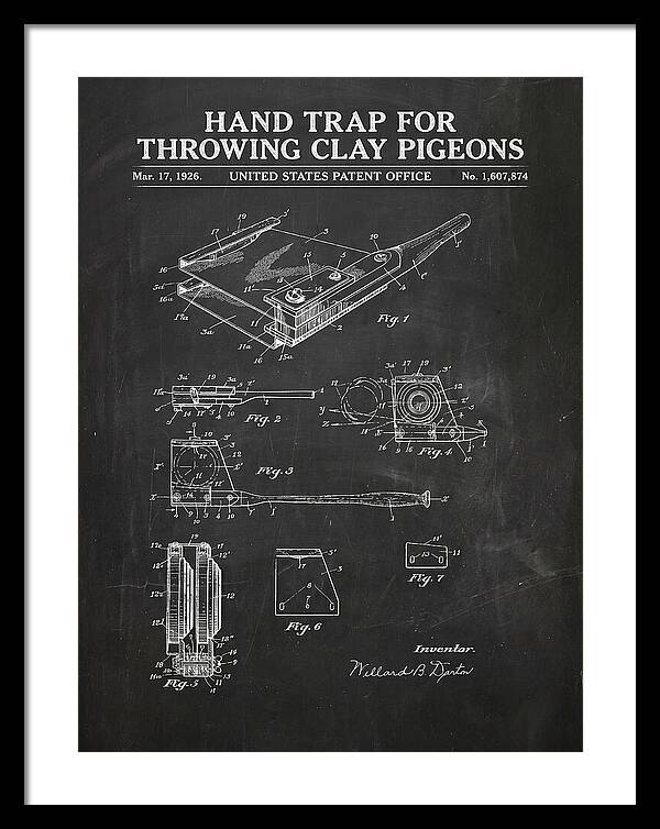 Hand Trap For Throwing Clay Pigeons Chalkboard Patent Us1607874a