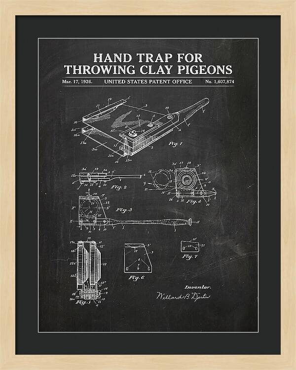 Hand Trap For Throwing Clay Pigeons Chalkboard Patent Us1607874a