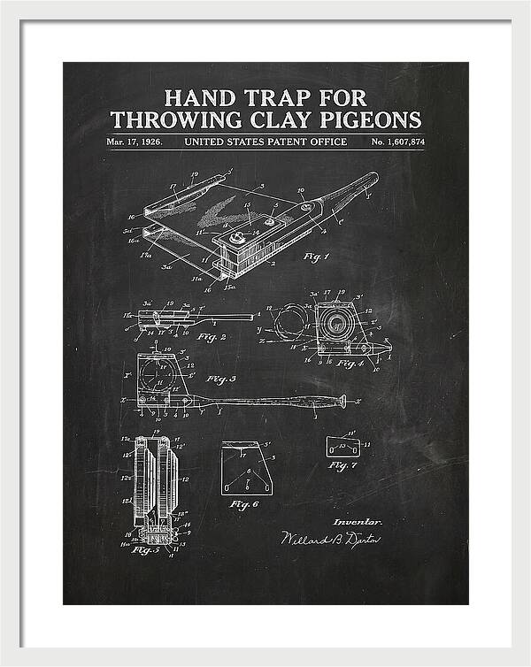 Hand Trap For Throwing Clay Pigeons Chalkboard Patent Us1607874a
