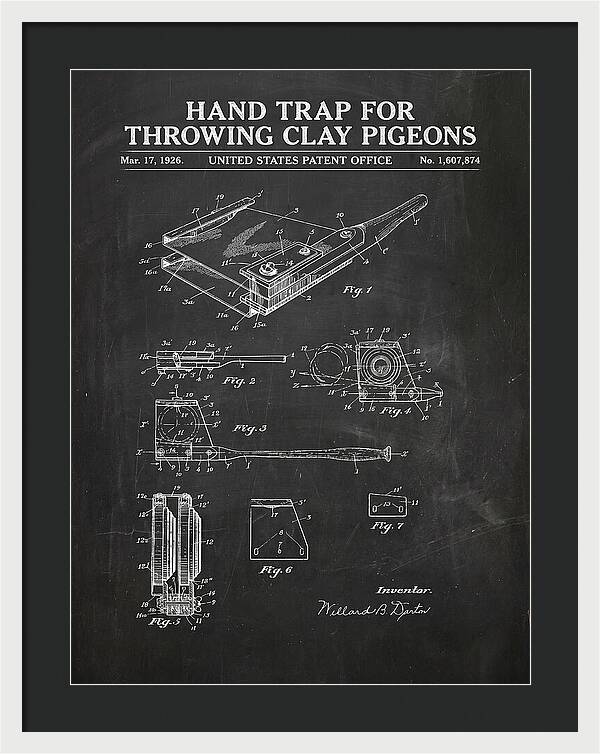 Hand Trap For Throwing Clay Pigeons Chalkboard Patent Us1607874a