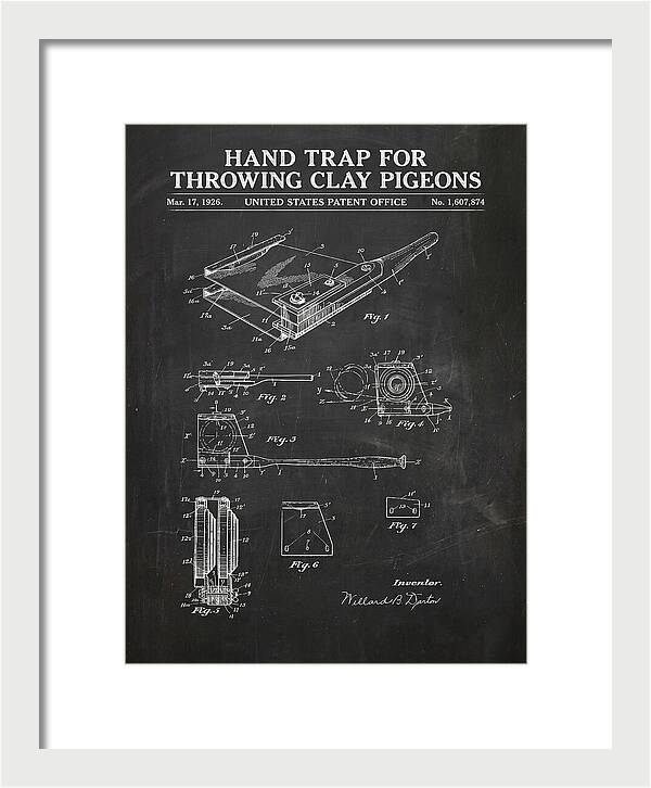 Hand Trap For Throwing Clay Pigeons Chalkboard Patent Us1607874a