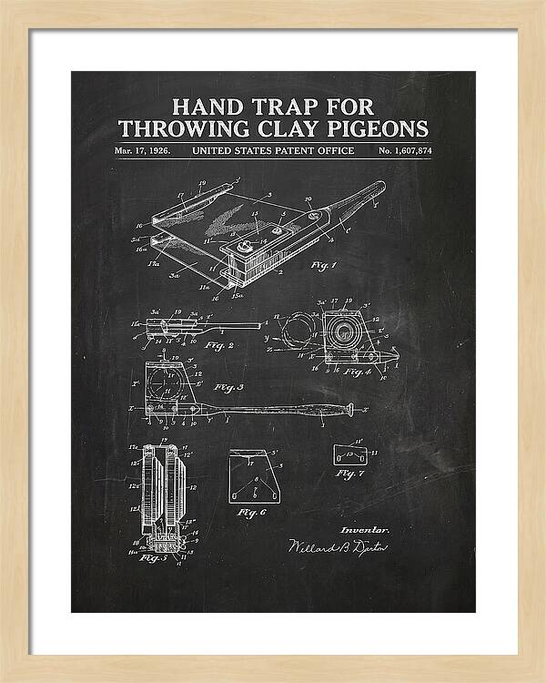 Hand Trap For Throwing Clay Pigeons Chalkboard Patent Us1607874a