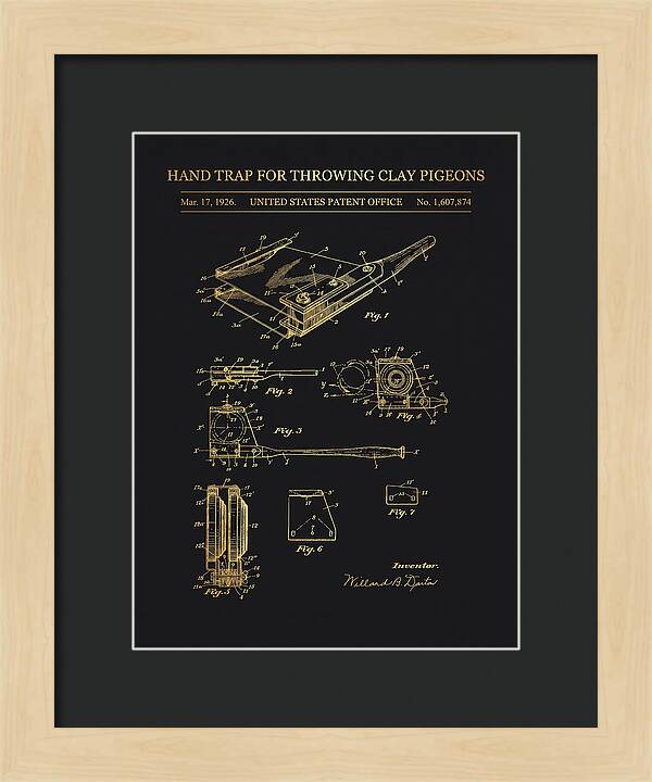 Hand Trap For Throwing Clay Pigeons Gold Patent Us1607874a