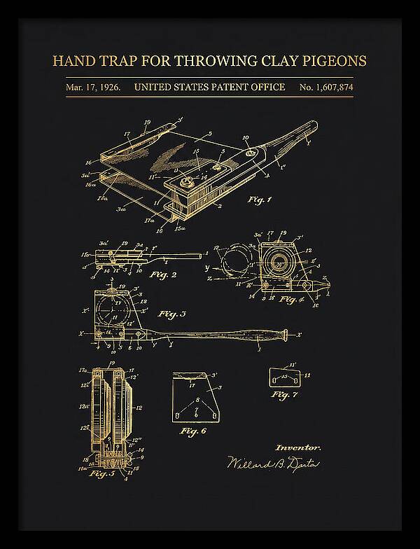 Hand Trap For Throwing Clay Pigeons Gold Patent Us1607874a