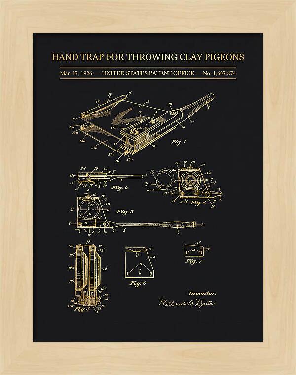 Hand Trap For Throwing Clay Pigeons Gold Patent Us1607874a