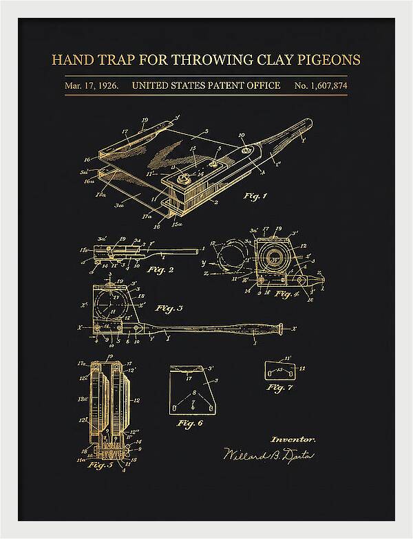 Hand Trap For Throwing Clay Pigeons Gold Patent Us1607874a