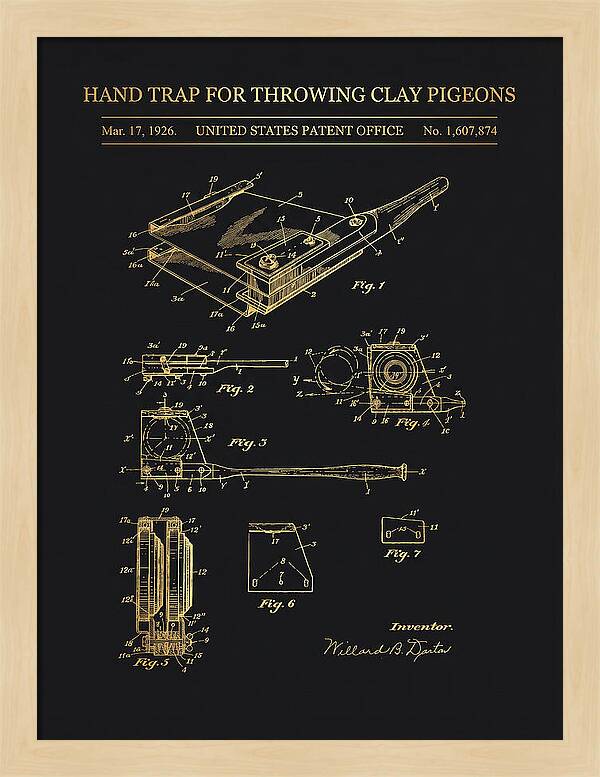 Hand Trap For Throwing Clay Pigeons Gold Patent Us1607874a