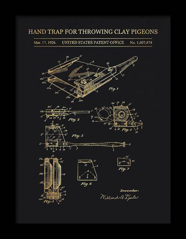 Hand Trap For Throwing Clay Pigeons Gold Patent Us1607874a