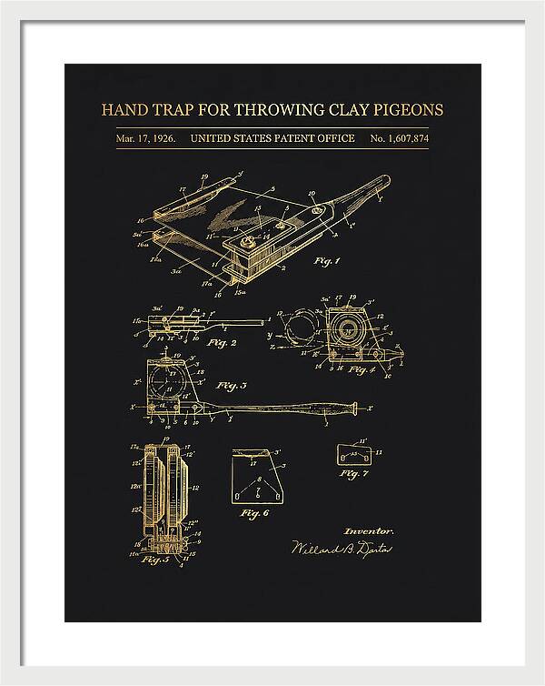 Hand Trap For Throwing Clay Pigeons Gold Patent Us1607874a