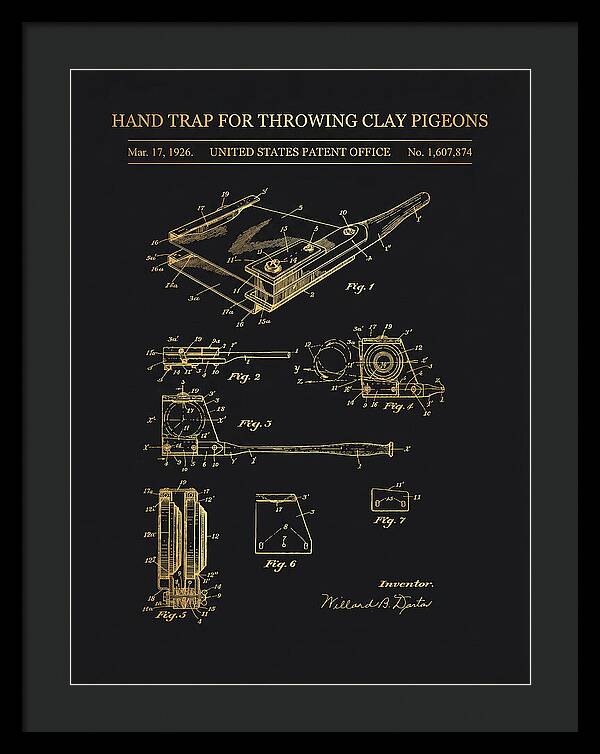 Hand Trap For Throwing Clay Pigeons Gold Patent Us1607874a