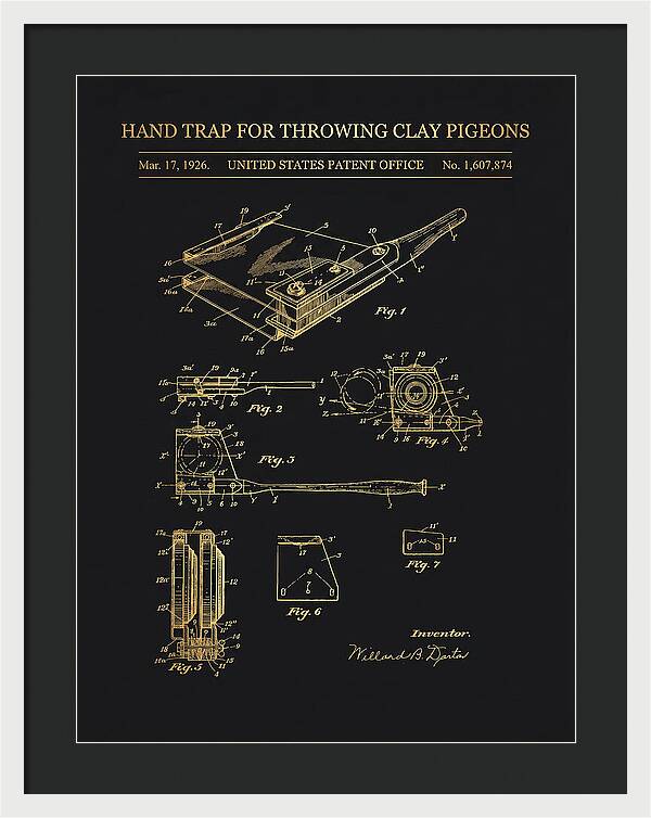 Hand Trap For Throwing Clay Pigeons Gold Patent Us1607874a