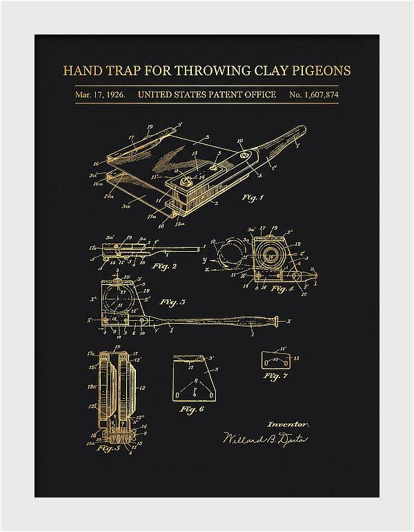 Hand Trap For Throwing Clay Pigeons Gold Patent Us1607874a