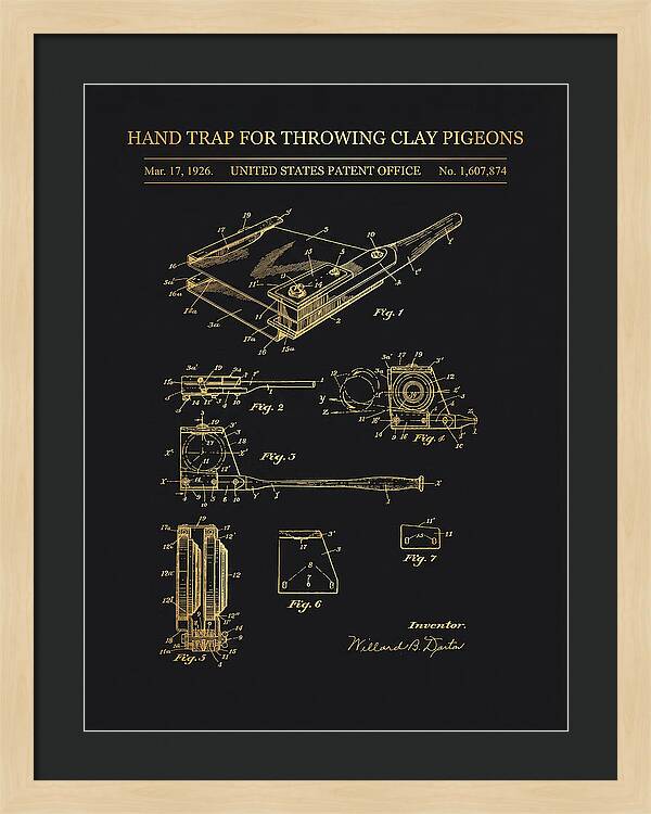 Hand Trap For Throwing Clay Pigeons Gold Patent Us1607874a