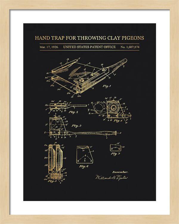 Hand Trap For Throwing Clay Pigeons Gold Patent Us1607874a