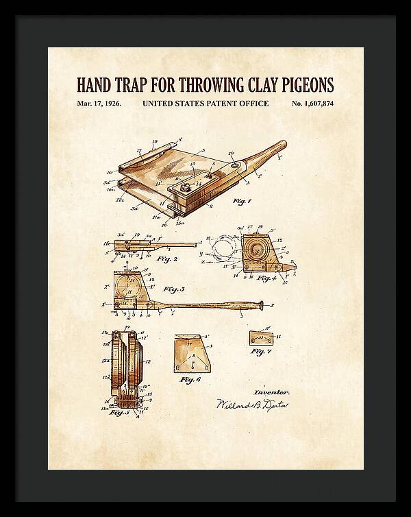 Hand Trap For Throwing Clay Pigeons Watercolor Patent Us1607874a
