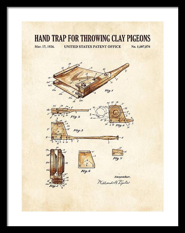 Hand Trap For Throwing Clay Pigeons Watercolor Patent Us1607874a