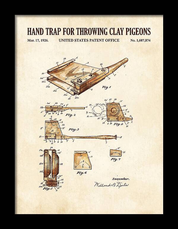 Hand Trap For Throwing Clay Pigeons Watercolor Patent Us1607874a