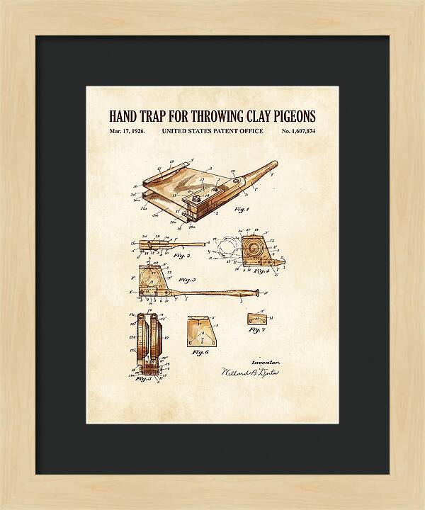 Hand Trap For Throwing Clay Pigeons Watercolor Patent Us1607874a
