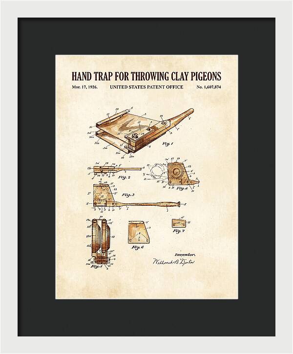 Hand Trap For Throwing Clay Pigeons Watercolor Patent Us1607874a
