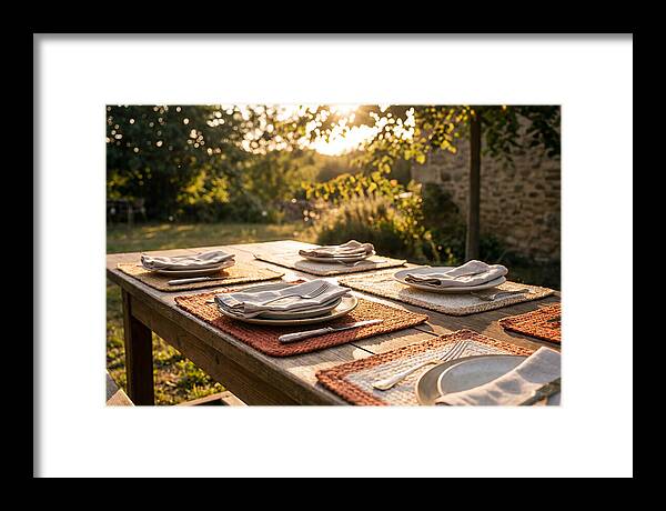 Hand Woven Placemats On Farmhouse Table