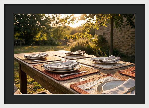 Hand Woven Placemats On Farmhouse Table