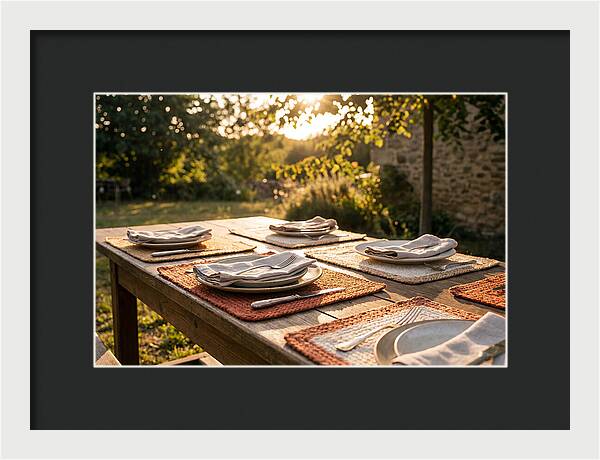 Hand Woven Placemats On Farmhouse Table