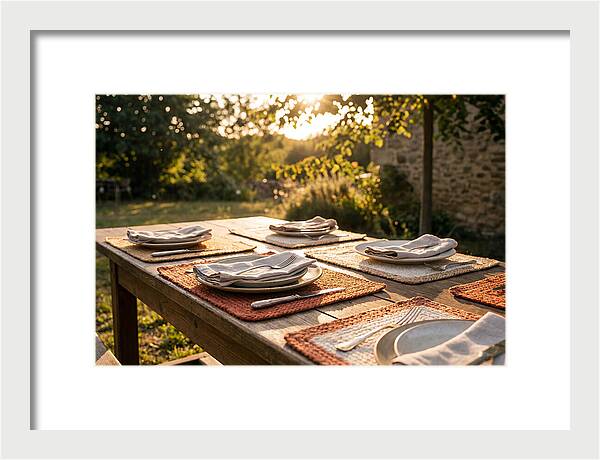 Hand Woven Placemats On Farmhouse Table