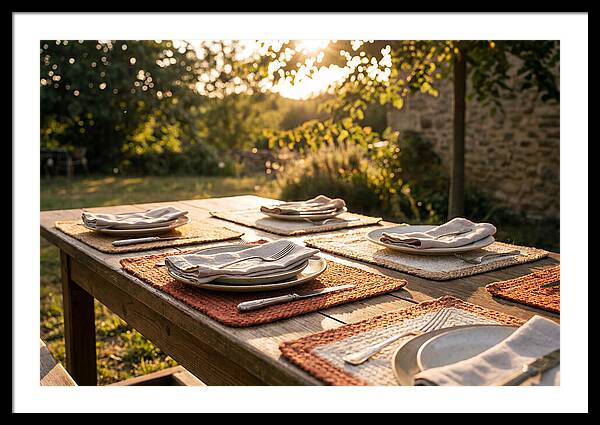 Hand Woven Placemats On Farmhouse Table
