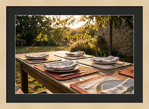 Hand Woven Placemats On Farmhouse Table