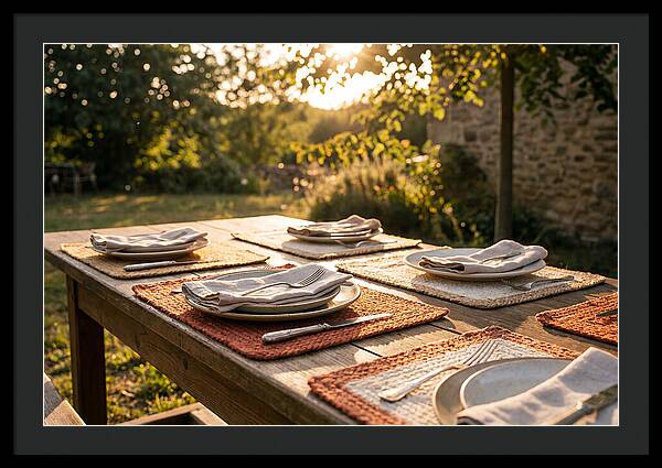 Hand Woven Placemats On Farmhouse Table