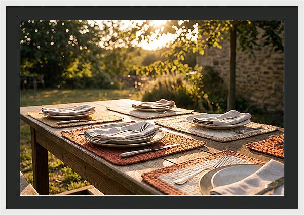 Hand Woven Placemats On Farmhouse Table